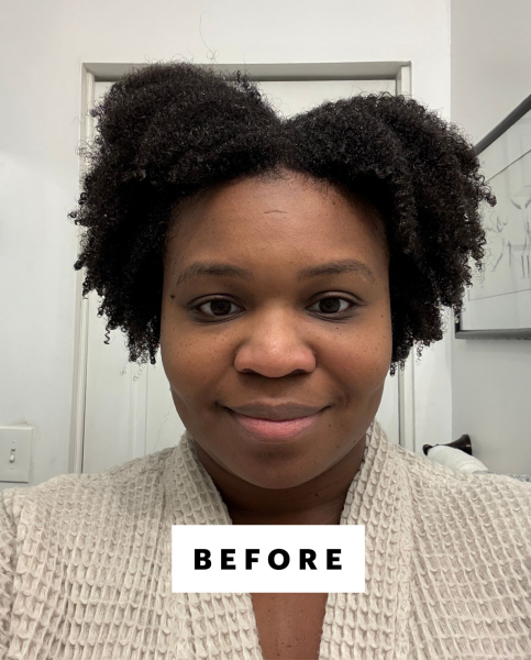 Allure editor in chief jessica cruel before using the Dyson Airsmooth on her type 4 hair