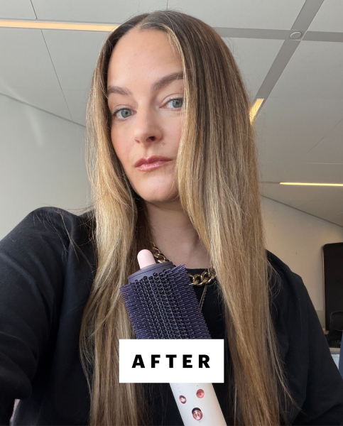 Allure content director Sophia Panych after using the Dyson Airsmooth on her long fine wavy hair.